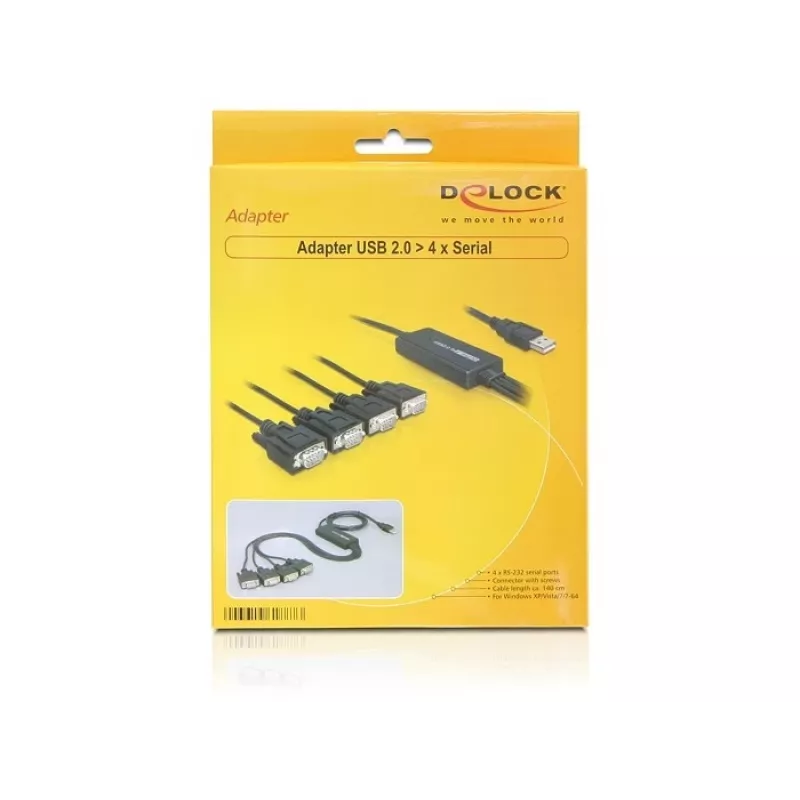 DeLock USB2.0 > 4 x Serial Adapter - Serial Adapter - USB - RS-232 x 4 (61887)