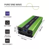Qoltec Monolith Voltage Converter | Charging the battery | UPS | 2000W | 4000W |12V to 230V |Pure Sine | LCD black-green