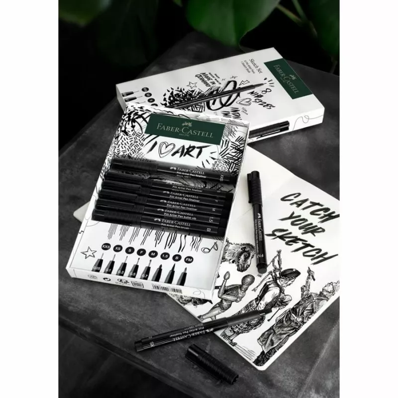 Faber-Castell 267102 fineliner Multi Black 8 pc(s) Round Point