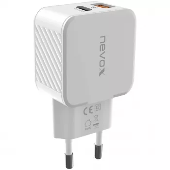 nevox USB PD Type C + USB QC 3.0 Charger 30 Watt White (2009)