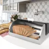 Countertop breadbox Maestro MR-1676 Black — stainless steel, hinged lid, 385×255×190 mm