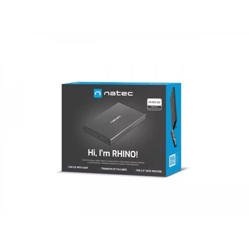 NATEC RHINO GO enclosure USB 3.0 for 2.5'' SATA HDD/SSD, black Aluminum