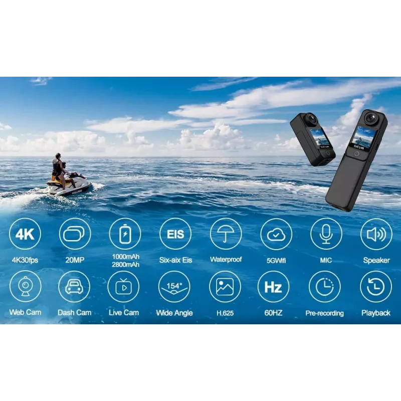 Action camera SJCam C300 4K 30fps, compact waterproof design
