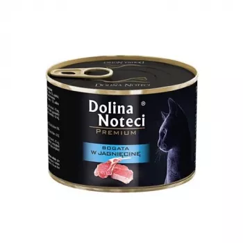 Wet cat food Dolina Noteci Premium lamb 185 g can — adult cats, hypersensitivity formula