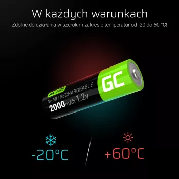 Rechargeable battery Green Cell GR06 AA NiMH 1.2 V 2000 mAh, 2 pcs, 50.5 mm