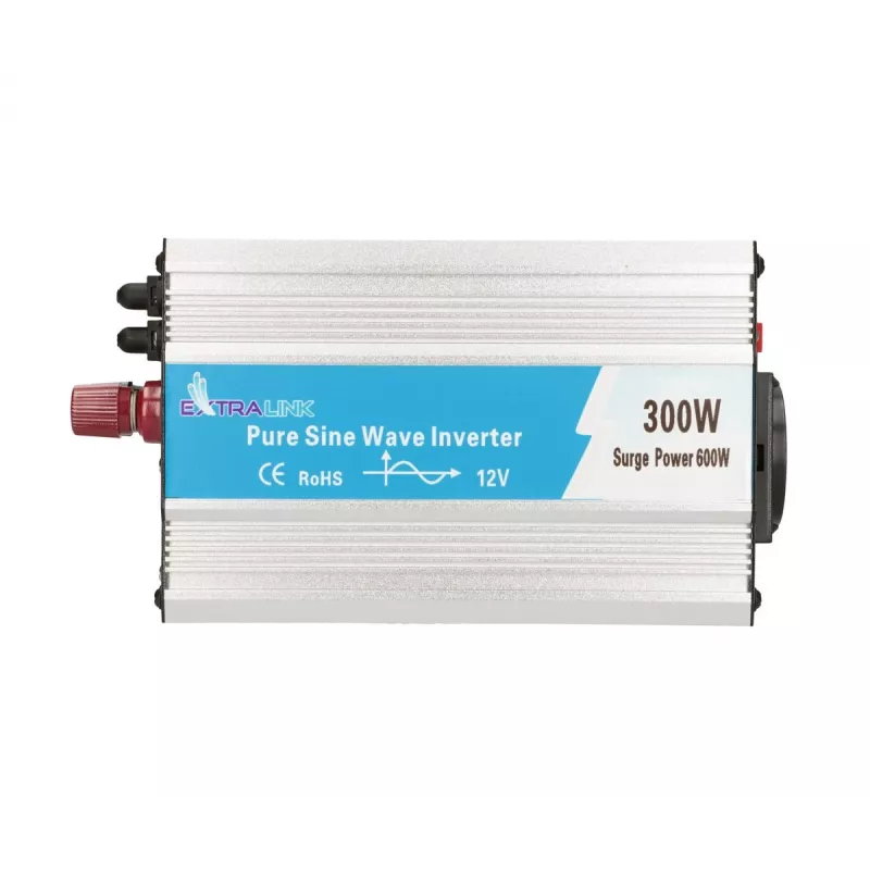 Voltage converter Extralink OPIP-300W 12V 300W pure sine, aluminium housing, active cooling