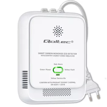 CO detector alarm QOLTEC 52576 — carbon monoxide sensor, 85 dB alarm