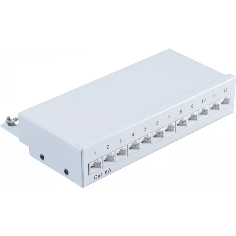 Patch Panel 1U ShiverPeaks BS75077 RJ-45 Cat6a Grey Metal