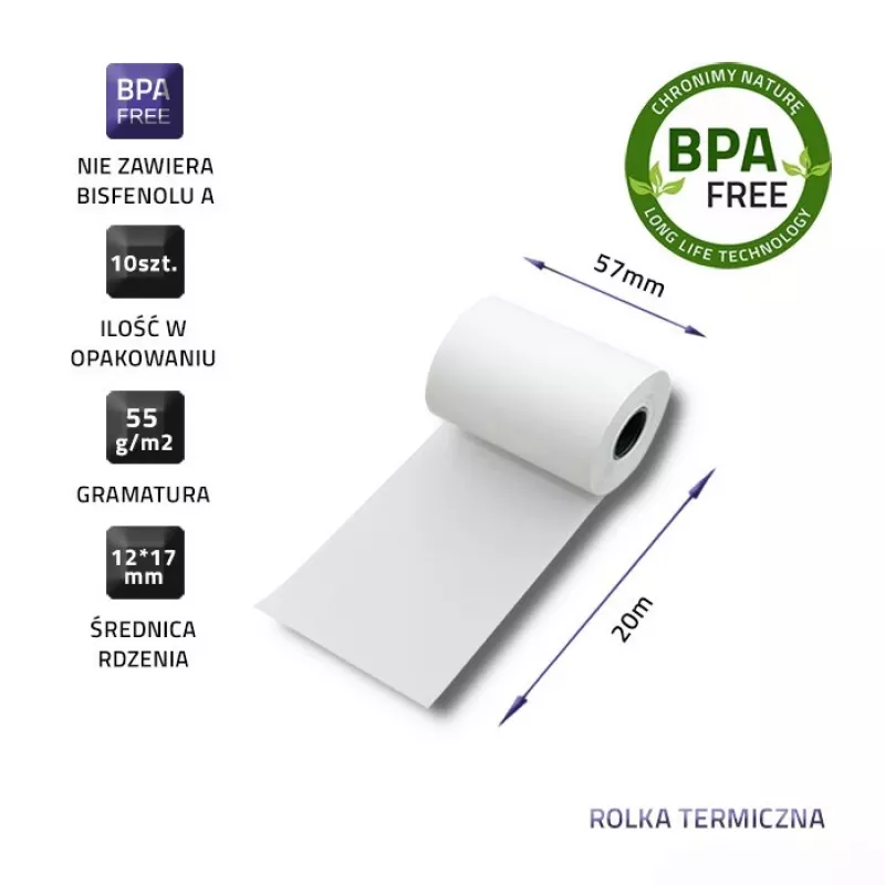 QOLTEC paper printer labels 5.7 cm width, white, 55 g/m², pack of 10 (model 51896)