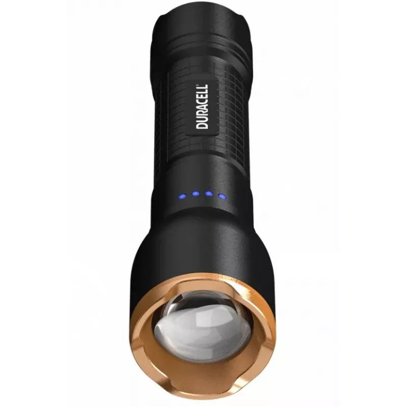 Flashlight Duracell DF2500R — black, handheld rechargeable torch