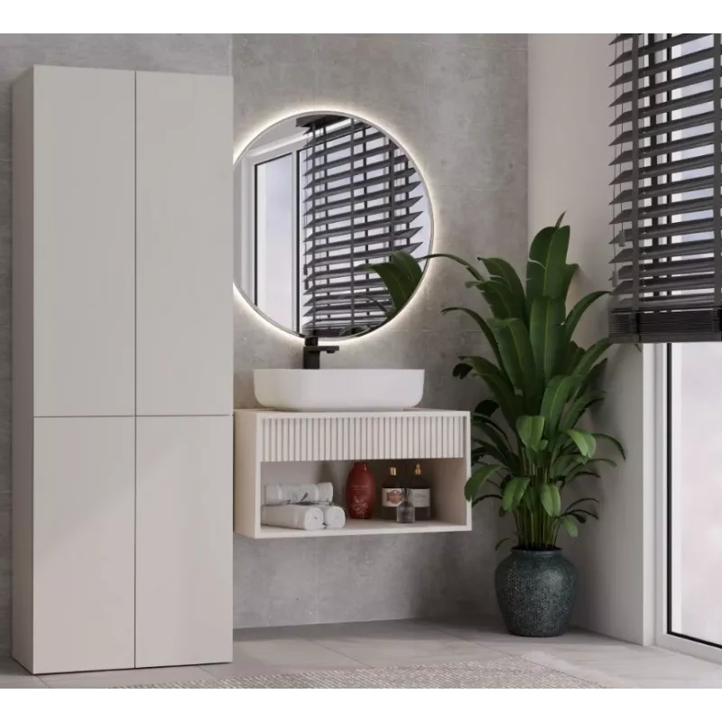 Bathroom Cabinet Nel DD 1K Basket Casmere Colour Long Doors