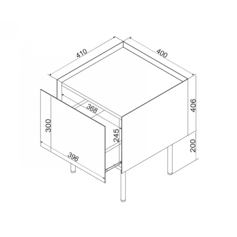 Cama Bedside table, 2 pcs, FELLINI, 40x41x60, cashmere + oiled oak top