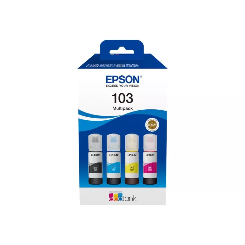 Ink cartridges pack Epson EcoTank 103 — Original 4-colour set (Black, Cyan, Magenta, Yellow), Black 4500 p., Colour 7500 p.