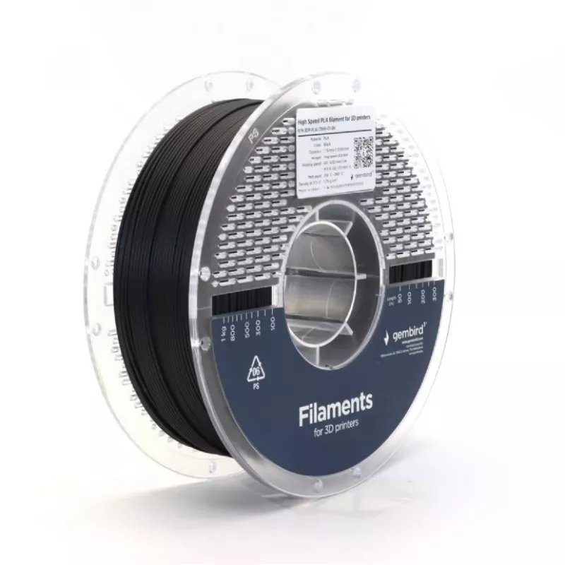 3D printing filament Gembird PLA 1.75 mm Black 1 kg spool