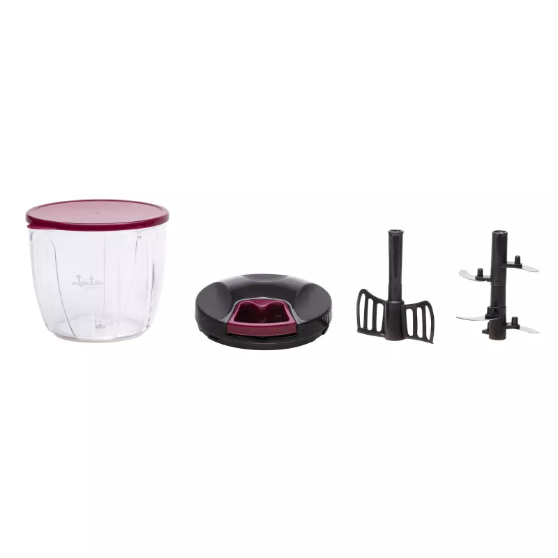 Manual food chopper Jata HMAQ4506 capacity 0.9 L stainless steel blades 140 mm height 12.5 cm diameter Black Red Transparent