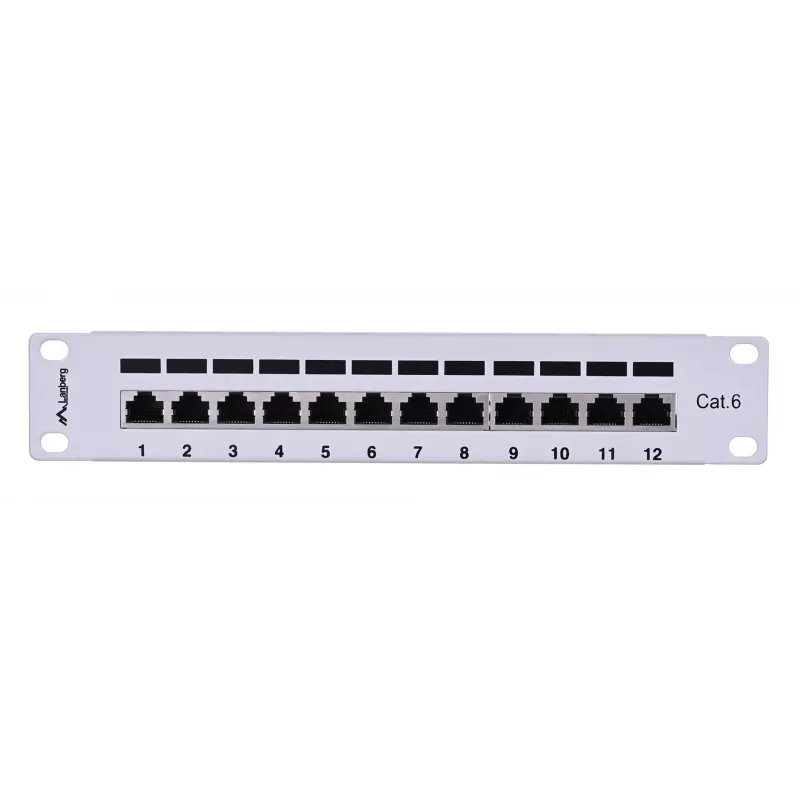 Patch panel LANBERG PPF6-9012-S, 12-port, metal, grey, 1U, 215×130×44.5 mm