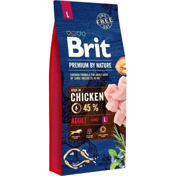 Dry dog food Brit Premium by Nature Junior L 15 kg — chicken, for large breeds, protein 28%, fat 16%