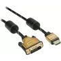 Roline Gold - Video Cable - Dual Link - HDMI / DVI - DVI-D (M) to HDMI (M) - 1 m - Shielded - Black, Gold - 4K Support