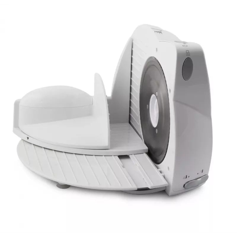 Electric food slicer ESPERANZA EKM017W — 150 W, 17 cm stainless steel blade, max slice 15 mm, stainless steel color, plastic housing