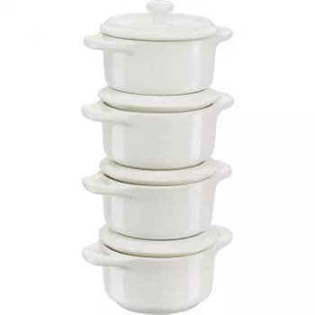 Staub Mini Cocotte Set 4-piece Round, Keramik, Ivory-White (1009383)
