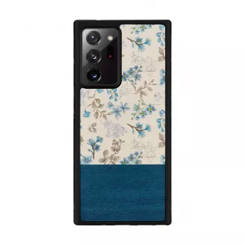 Phone case man and wood for Samsung Galaxy Note 20 Ultra — blue flower on black