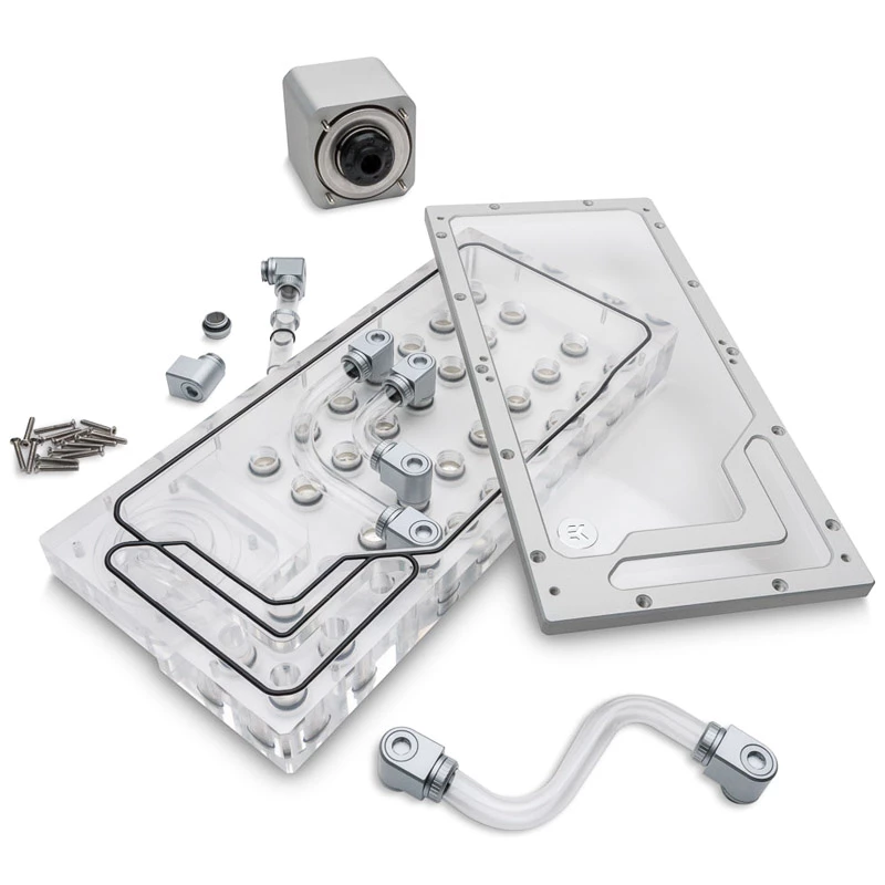 Distroplate ek water blocks EK-QuantumX Loophole D5 PWM silver — distribution plate for D5 pump, silver finish