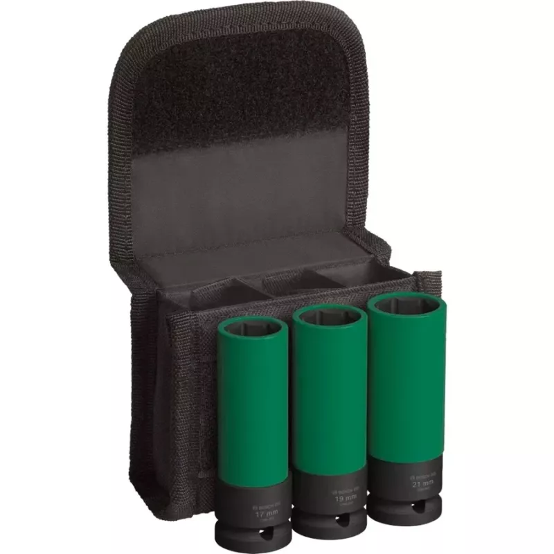 Impact socket set Bosch PRO 1/2 inch, 3-piece, deep sockets with rim protection