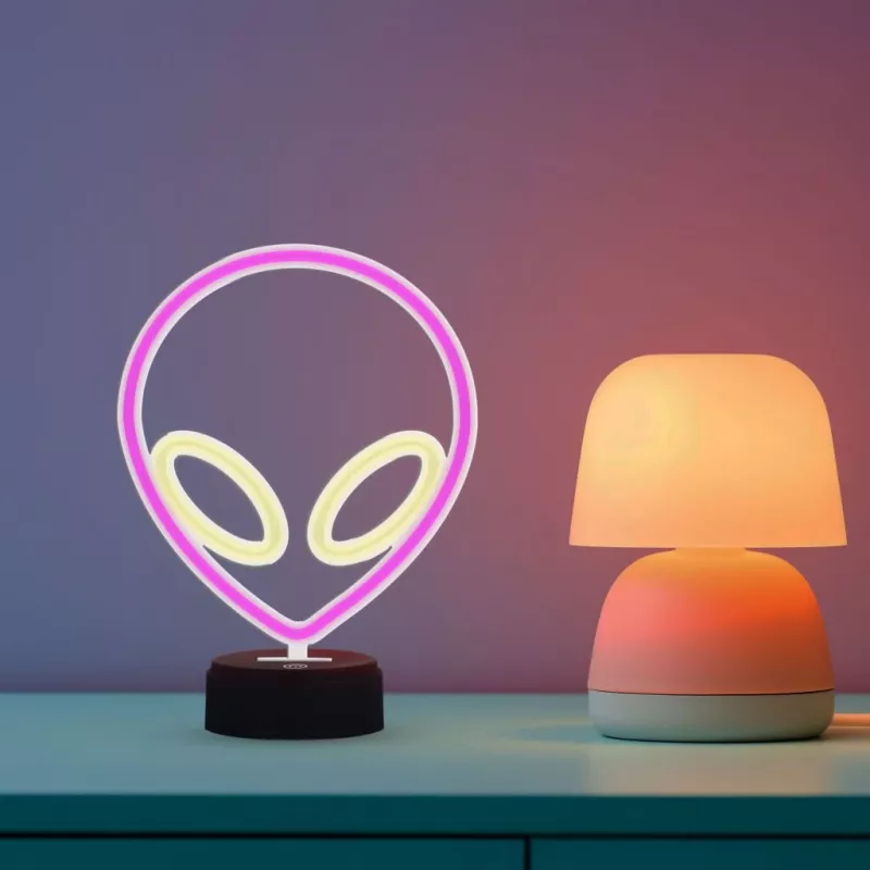Table lamp MANTA SNL86PK Style Neon Lights UFO Pink – decorative neon-style pink lamp