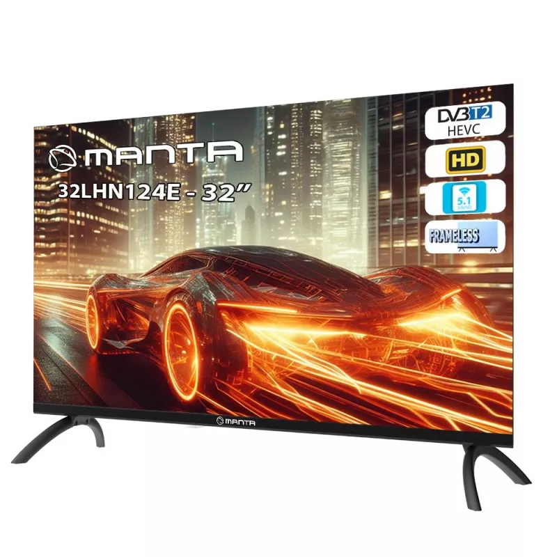 Manta 32LHN124E 32-inch HD LED TV with DVB-T2/C/S2 Tuner and USB Media Player