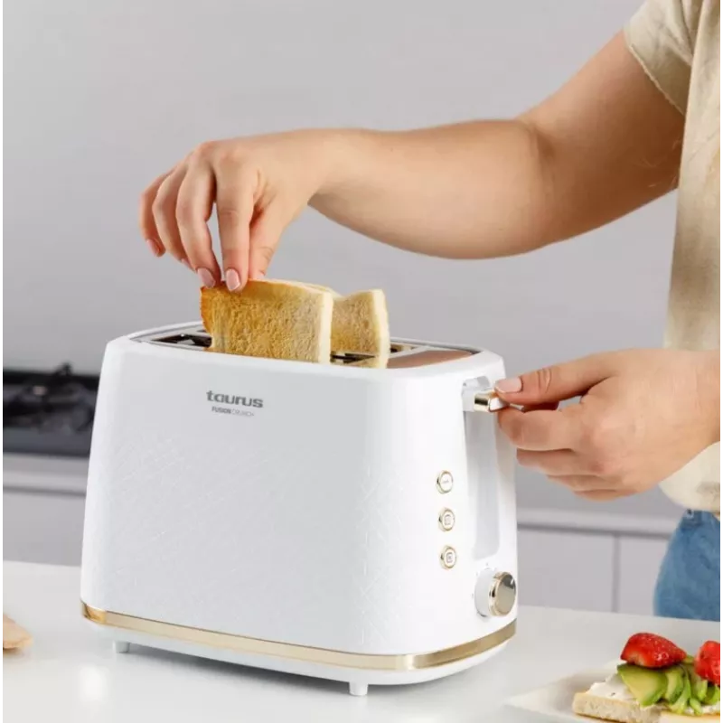 Toaster Taurus TO800P 2-slice 800 W White with Button and Rotary Controls