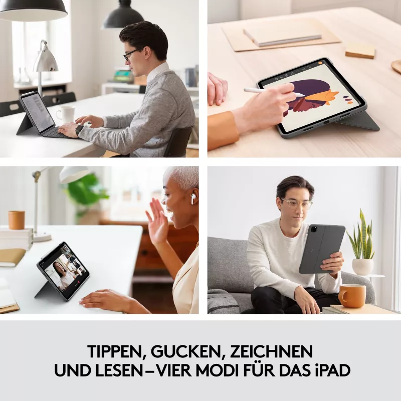Case with keyboard Combo Touch US iPad Pro 11 1,2,3 Gen grey