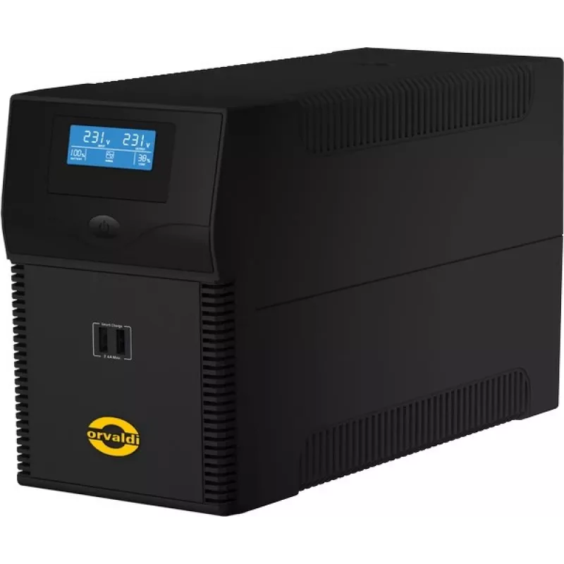 Uninterruptible Power Supply ORVALDI ID2K0CH Line-Interactive 2 kVA / 1200 W, 24 V, 9 Ah batteries, LCD, USB, compact black