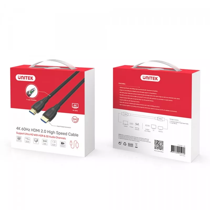 Unitek Cable HDMI 2.0, 4K 60HZ, C11068BK, 7M