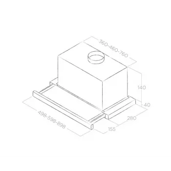 Built-under cooker hood Elica ELITE 14 LUX 50 BL — 500 mm, aluminium grease filter, max extraction 650 m³/h, noise 62 dB, LED lighting 2700 K