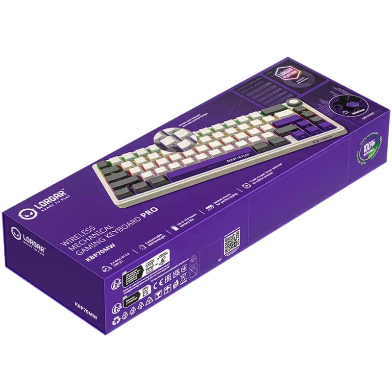 Wireless Mechanical Gaming Keyboard LORGAR KBP70MW 65% Layout Beige