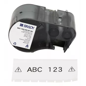 Brady, M5C-1500-595-WT-BK, Vinyl, Black to White, 38.10 mm x 7.62 m, permanent, continuous (170944)