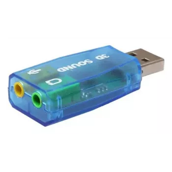 USB External Sound Card Gembird Virtus2 — USB interface, 3.5 mm headphone, blue transparent