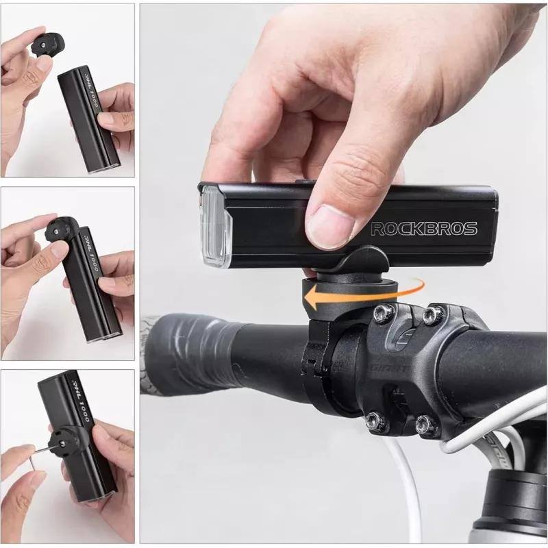 Rockbros RHL1000 24610002001 1000 lm front bike light + USB-C to USB-A cable, black