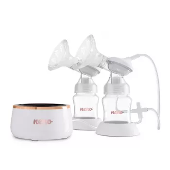 Electric double breast pump neno Bella Twin Moon — cordless, two-phase, LCD, 150 ml bottles, pearl