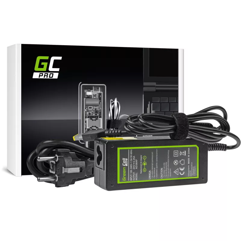 Power adapter Green Cell AD38AP 65W for Lenovo laptops, 20V 3.25A, 1.2 m cable, black