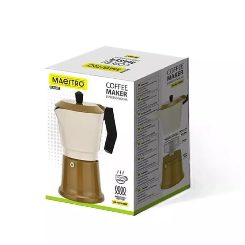 Moka pot Maestro MR-1657-9-BEIGE aluminum stovetop coffee maker, 9-cup capacity