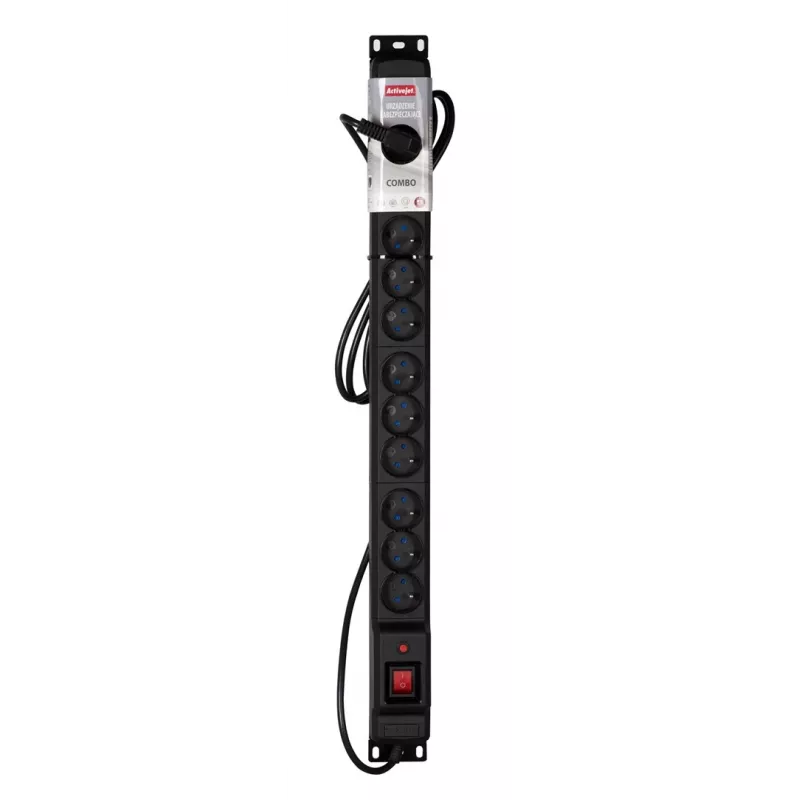 Activejet COMBO 12 socket power strip 5m black