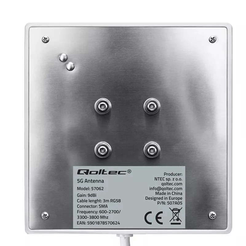 External 4G/5G LTE antenna QOLTEC 9 dBi with SMA connector and 3 m cable