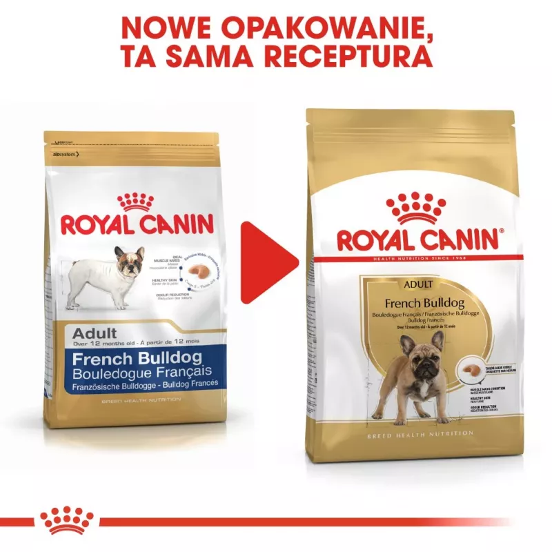 Dry dog food Royal Canin French Bulldog Adult 9 kg — pork, 26% protein, 18% fat