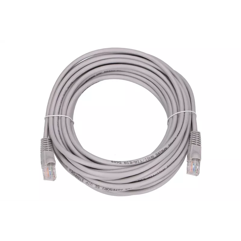 Ethernet patch cord Extralink Cat 5e UTP, 10 m, RJ-45–RJ-45, grey