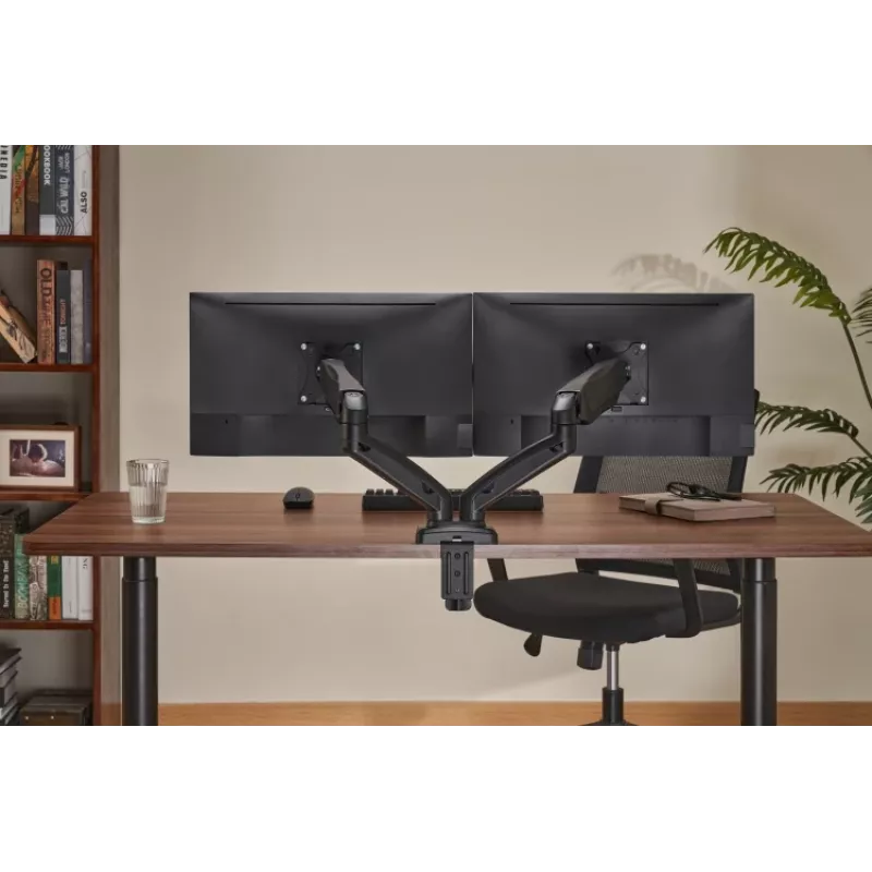 Monitor Arm up up Economical Interactive Counterbalance Dual Monitor Arm Matte Black VESA 75x75/100x100