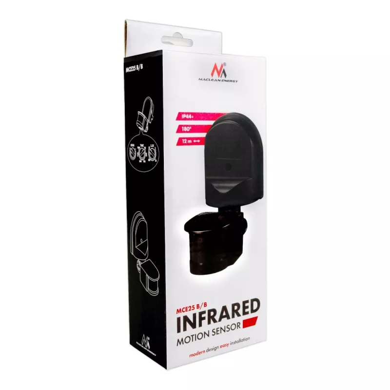 Motion and twilight sensor MACLEAN MCE25 B — motion detector with light sensor, wall/ceiling mount