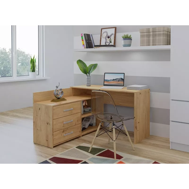 Corner computer desk Top e Shop DANY ARTISAN KPL, L-shaped particle board, oak colour