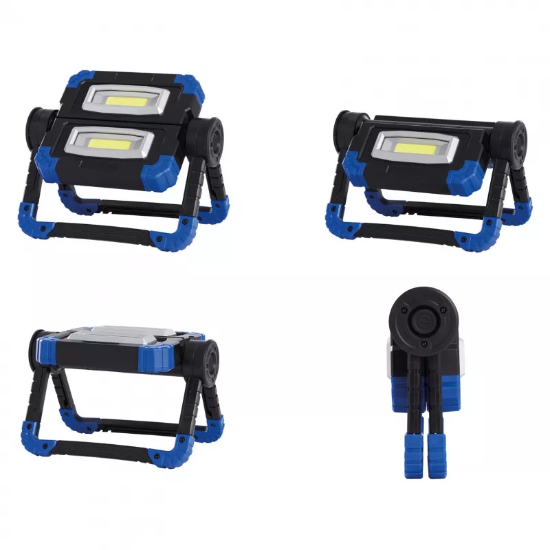 Work light RealPower 463617 floodlight, LED 10 W, 2 bulbs, battery AA, IPX2, black