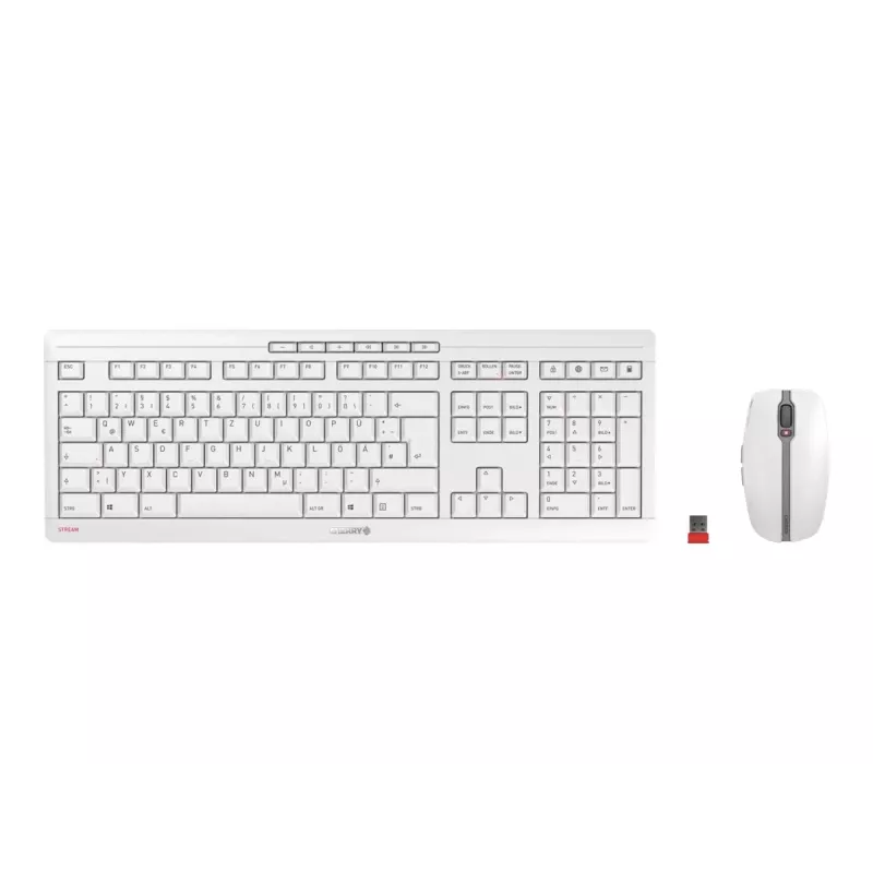 CHERRY Stream Desktop keyboard Mouse included Office RF Wireless QWERTZ German White
